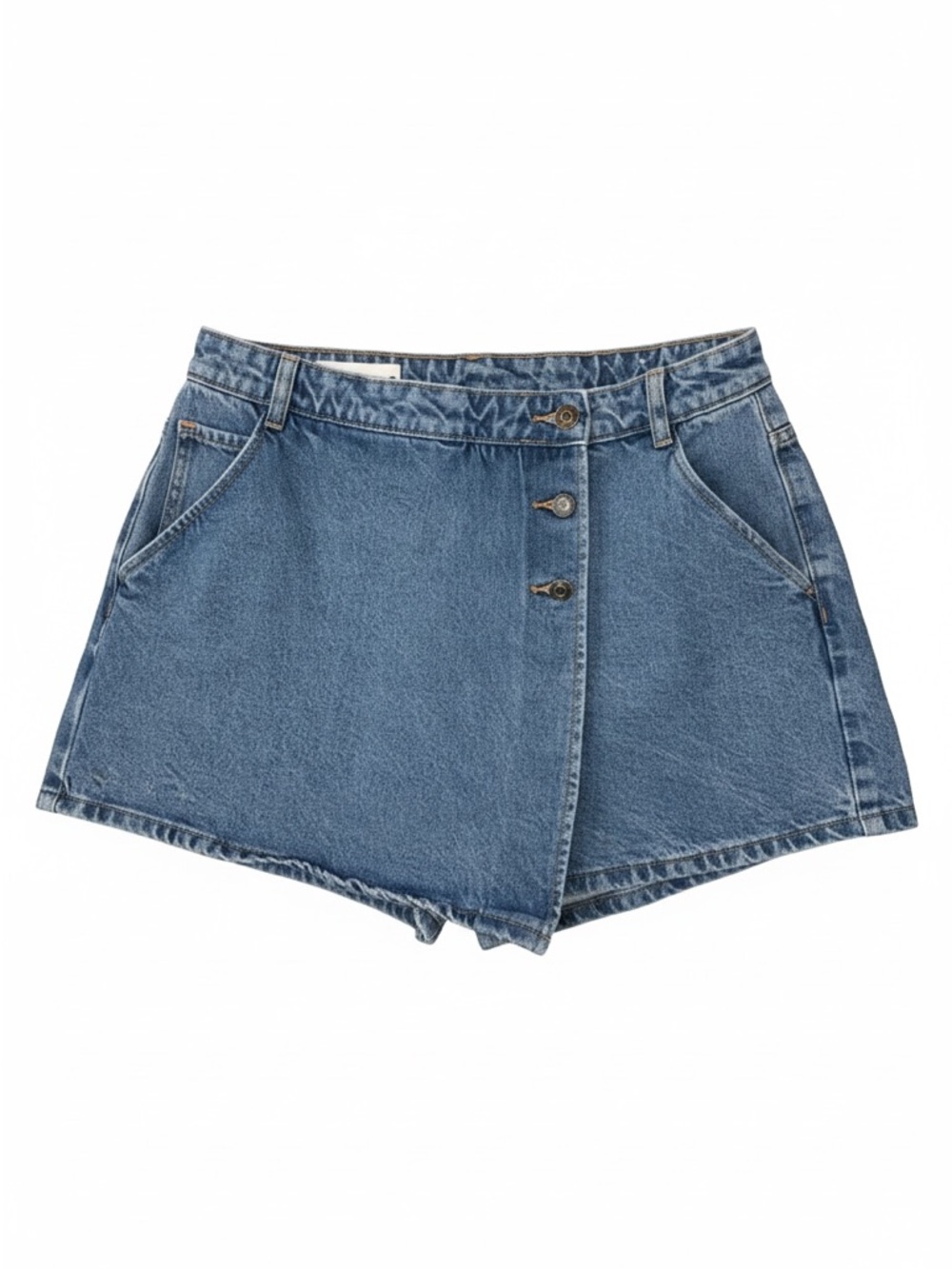 Zara Medium Blue Button-Front Denim Shorts